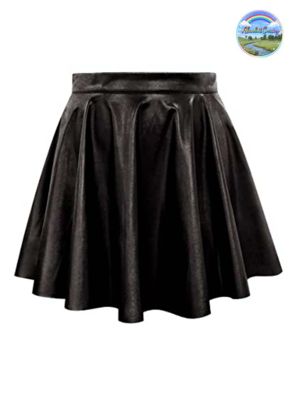 Plus Size Faux Leather Skater Skirt - Pleated Mini A-Line High Rise